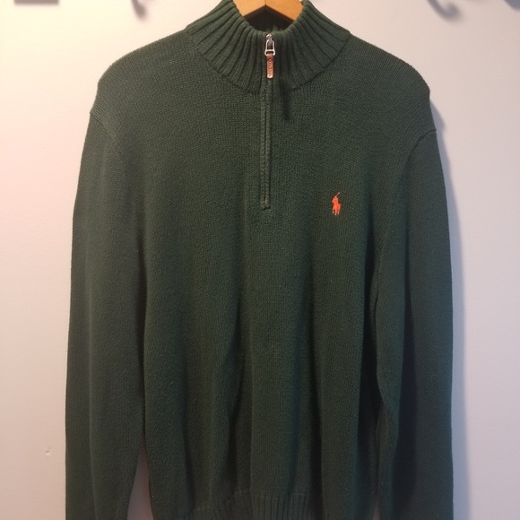 Men's Green Half Zip Ralph Lauren Sweater LG - Picture 3 of 7